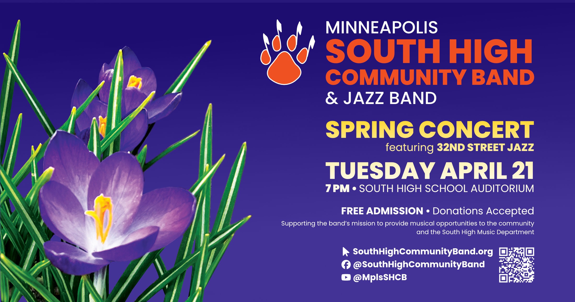 Spring Concert - April 21 @ 7 PM - South High Auditorium